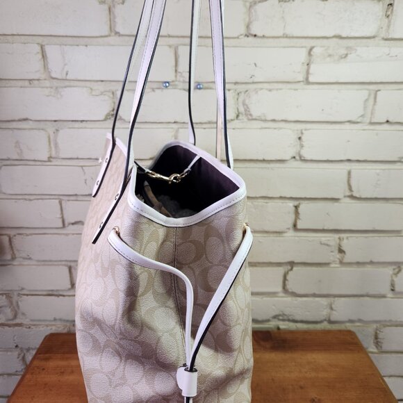 Euc Coach Drawstring Carryall Khaki Signature Shoulder Bag Purse - Picture 6 of 15